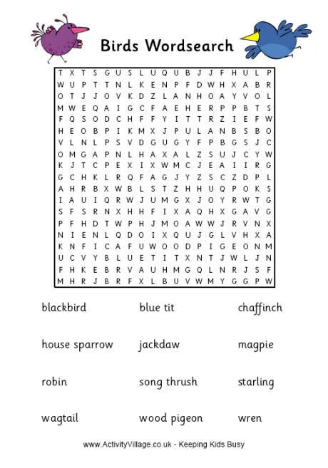 5 Best Images Of Bird Word Search Free Printable Birds Word Search