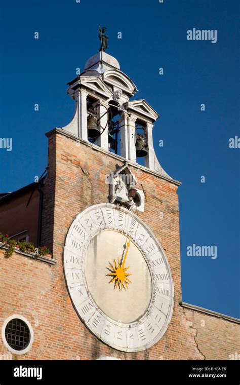 Venice Veneto Italy Unusual Clock Tower Of The Chiesa Di San Giacomo