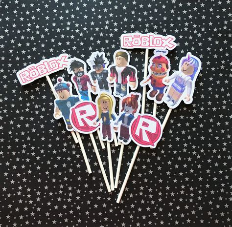 Girl Roblox Cupcake Toppers Pink Roblox Stickers Roblox Party Favors Roblox Cupcake Toppers For 