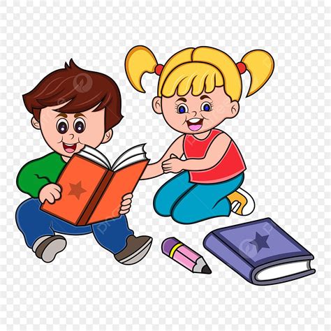 Niños Sentados Estudiando Con Libros Y Cuadernos Png Dibujos
