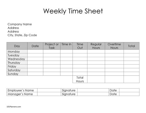 Free Timesheet Template Printables Instant Download Timesheet Templates