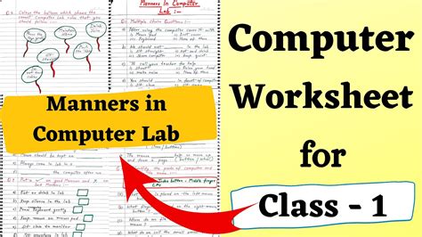 Manners In Computer Lab Worksheet For Class 1computer Worksheet Class