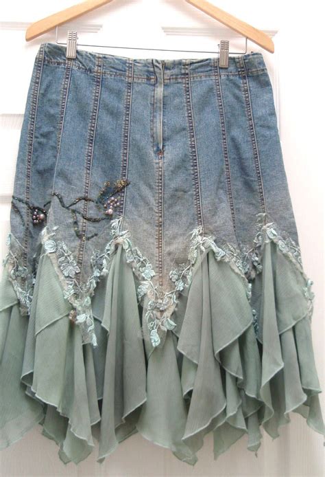 Altered Couture Womens Denim Skirt Vintage Inspired Cute Модели Одежда Одежда из