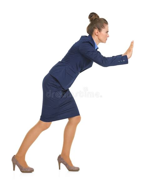 Business Woman Pushing Something Front Her Stock Photos Free