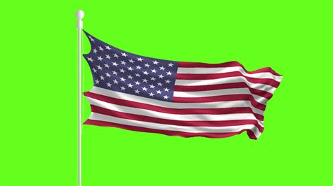 United States Flag Waving And Fluttering In Front Of A Green Screen