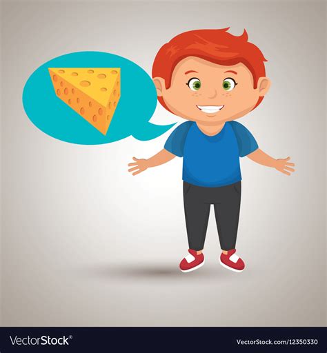 Boy Cartoon Cheese Sliced Food Royalty Free Vector Image