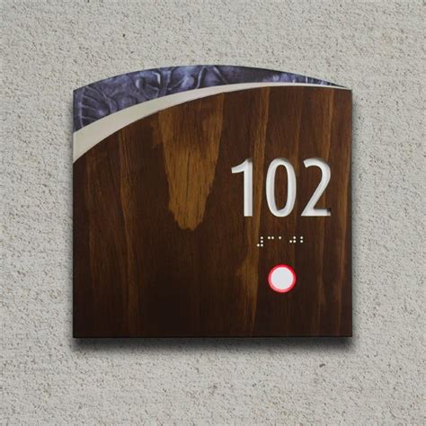 Custom Hotel Room Number Sign With Solid Wood Shell With Printed