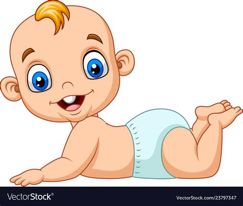 Cartoon Happy Baby Learn To Crawl Royalty Free Vector Image