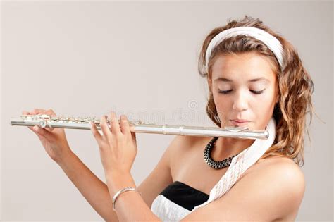 Girl Playing Flute Stock Image Image Of Young Student 21752797
