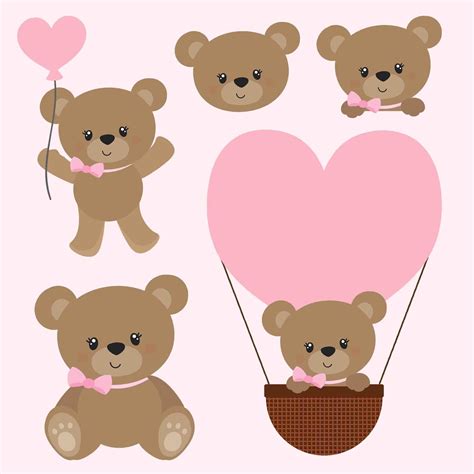 Clipart Pink Teddy Bear Baby Shower Girl Clipart Etsy India
