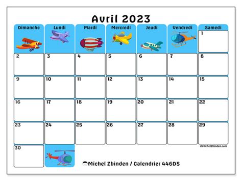 Calendrier Avril 2023 à Imprimer “446ds” Michel Zbinden Lu
