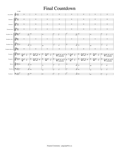 Final Countdown Marching Band Sheet Music For Trombone Trombone