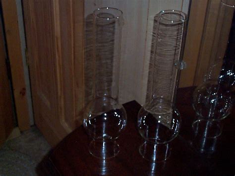 2 Glass Chimneys 12 Clear Lamp Shades Vintage Hurricane
