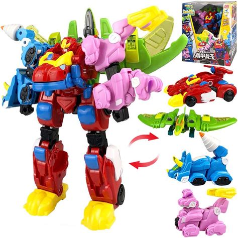4 in 1 abs deformation gogo dino robot toy action figures transformation car airplane gogo king