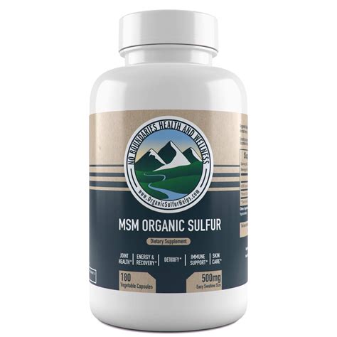 500mg Msm Organic Sulfur Capsules By No Boundaries Health And Wellness 180 Vegetable Capsules