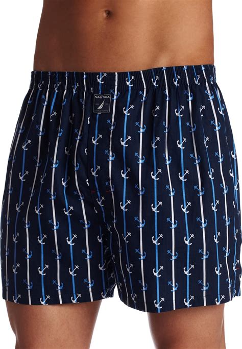 Nautica Men S Woven Anchor Stripe Boxer At Amazon Mens Clothing Store Boxer Shorts