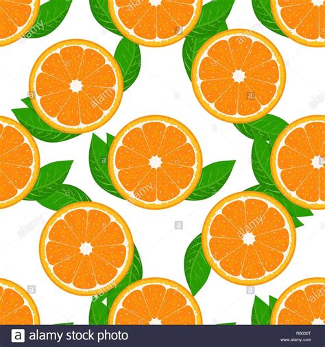 Orange Fruit Seamless With Leaf High Detailed