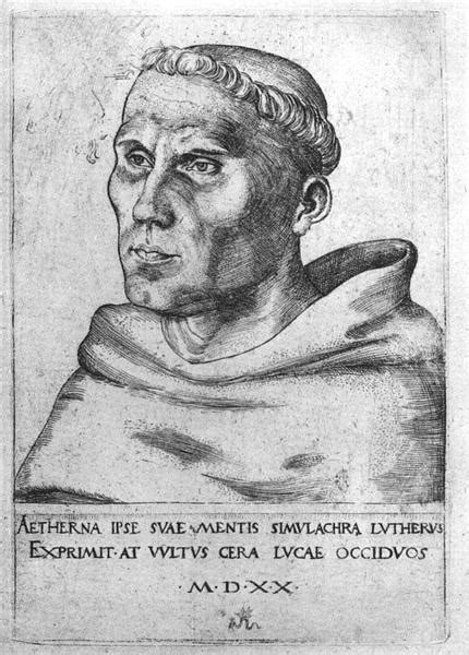 Martin Luther As A Monk 1520 Lucas Cranach The Elder