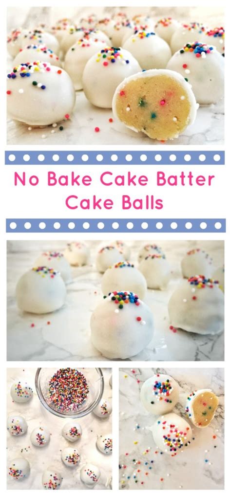 The sweet, silky, buttery filling is studded with sprinkles and tastes just like those bites you sneak from the mixing bowl. No-Bake Cake Batter Cake Balls