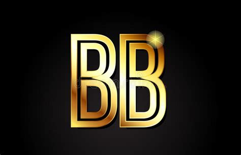 Gold Alphabet Letter Bb B B Logo Combination Icon Design Stock Vector