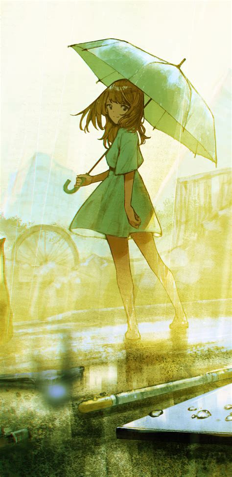 Девочка с зонтом рисунки аниме ФОТО