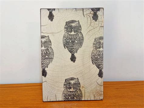 Owl Tile By Ahuvaceramicsart On Etsy Owl Wall Art Ceramic Owl Decorative Ceramic Tile