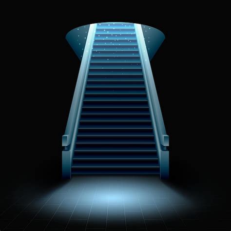 Premium Vector A Staircase Climbing Up From Darkness To Bright Light