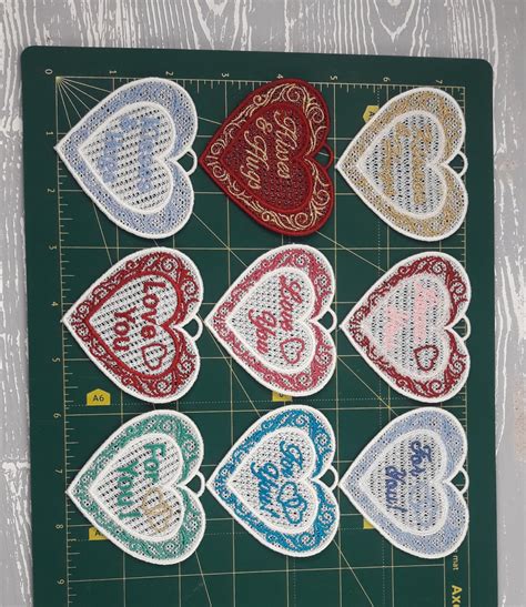Machine Embroidery Design Fsl Hearts Ornaments 3 Types 4x4 Etsy