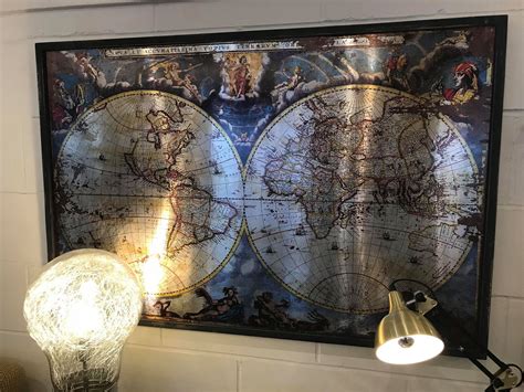 Large Coloured Metal World Map Wall Art Picture Bedroom