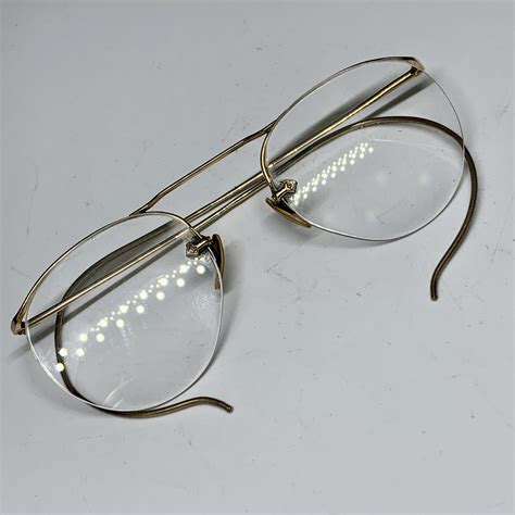 Vintage 12k Gf Eyeglasses Partial Wire Rim Wrap Around Ear Etsy Eyeglass Chain Eyeglasses