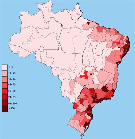 Oc Brazils Population Density In Square Kilometers 595 X 611 R
