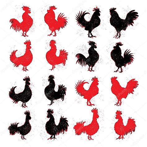 Set Of Rooster Sembols Stock Vector Image By ©goldenshrimp 129992914