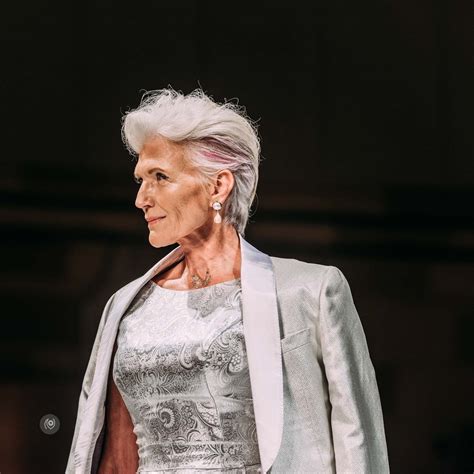 Musk wears a bodysuit and bra by max mara; Maye Musk, Model, Nutritionist at Malan Breton's NYFW Show ...
