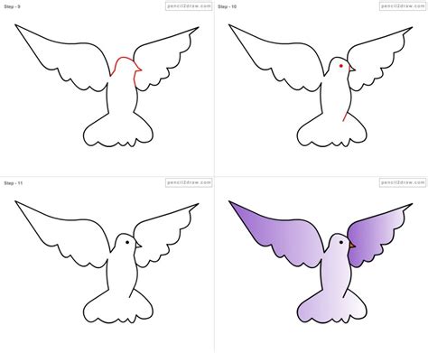 Sketch s flower on its beak. Easy Dove Drawing How To Draw A Dove Dove How To Draw A ...