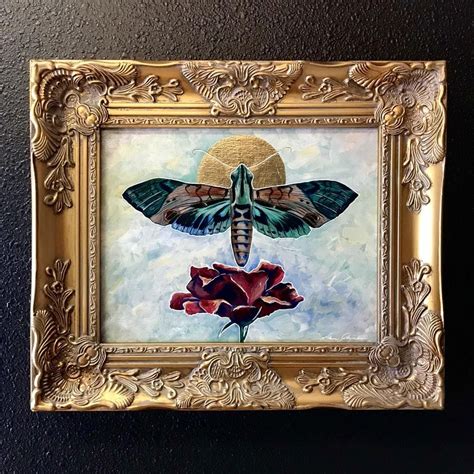 Transcend Framed Acrylic Ethereal Moth Painting X Butterfly Painting Gold Leaf Painting