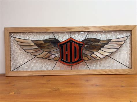 Harley Davidson Stained Glass Piece Stained Glass Art Stained Glass Glass Art
