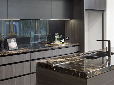 Black And Gold Marble Kitchen By Hi Tech Projects Kitchen Marble