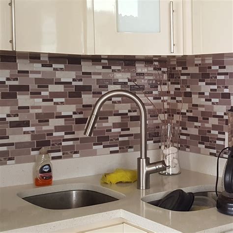 A17006 Peel And Stick Kitchen Backsplash Wall Tiles 12in X 12in Set Of