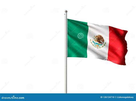 Mexico National Flag Waving Isolated White Background Realistic 3d