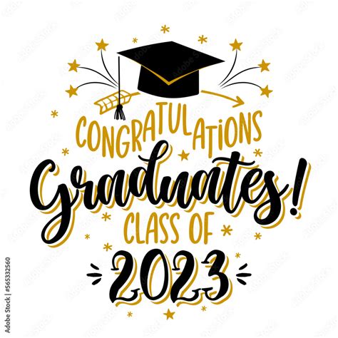 Congratulations Graduates Class Of Badge Design Template In Black And Gold Colors