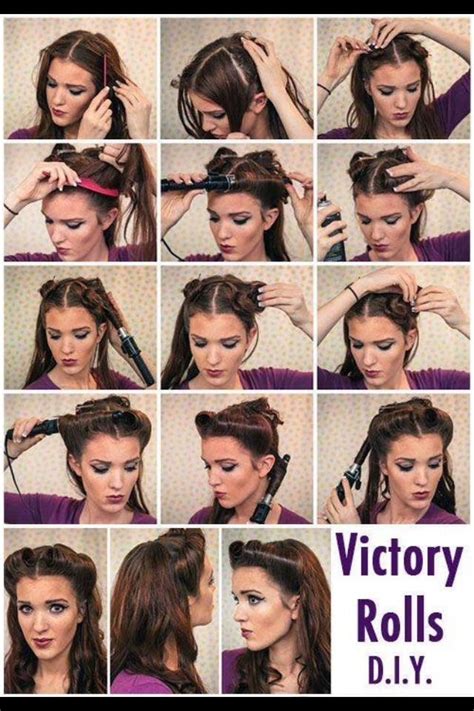 Diy Victory Rolls 50s Hairstyle In 2020 Pinup Hair Tutorial Hair