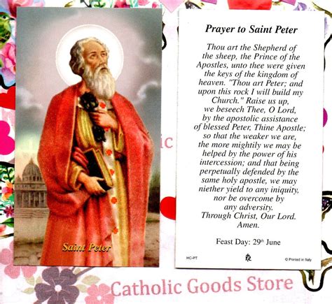 St Peter With Prayer To Saint Peter Paperstock Holy Card Ebay