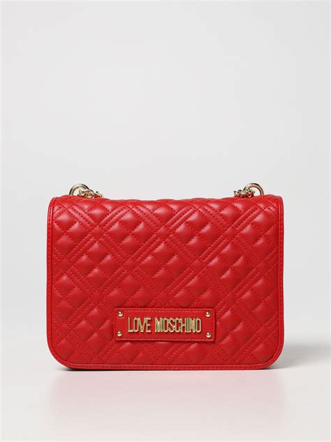 Love Moschino Outlet Bag In Quilted Synthetic Leather Red Love