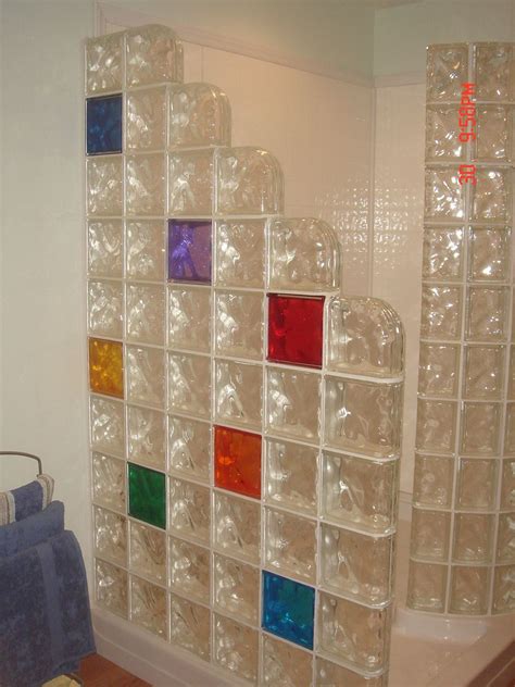 Glass Block Shower Stall With Colored Glass Blocks Glass Block Shower