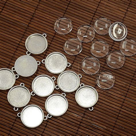 20mm Clear Domed Glass Cabochon Cover For Flat Round Diy Photo Alloy