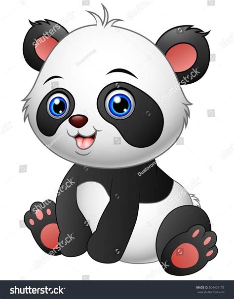 Vector Illustration Of Cute Baby Panda Sitting Ad Ad Cute