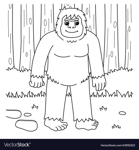 Bigfoot Animal Coloring Page For Kids Royalty Free Vector