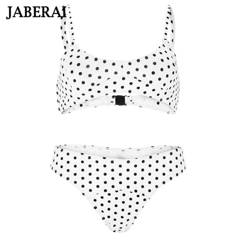 Jaberai Women Bandeau Bikini Set Dot Print Swimwear Push Up Padded Swimsuit Low Waist Beachwear