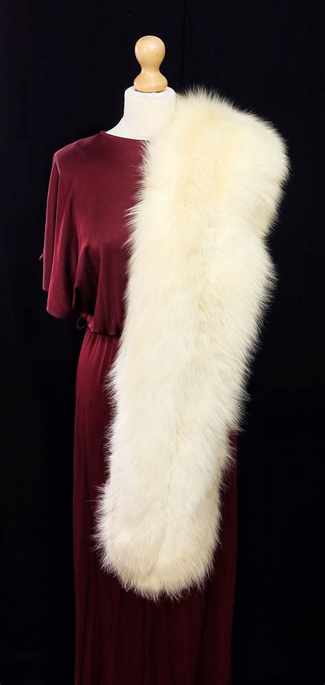 Vintage Massive Ivorywhitearctic Fox Real Fur Stolewrapboa Perfect