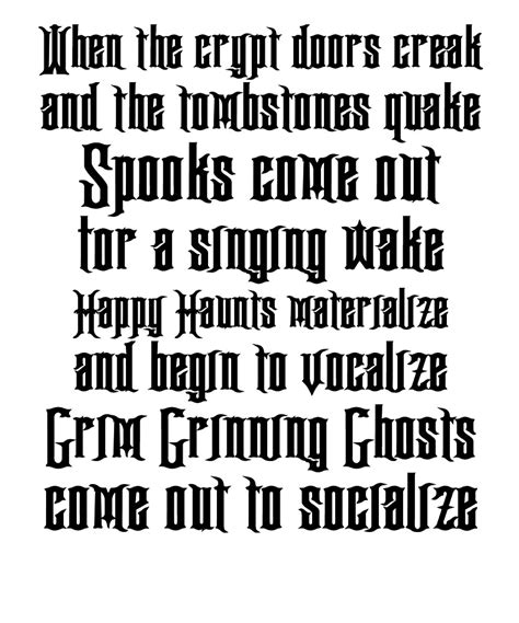 Haunted Mansion Grim Grinning Ghosts Lyrics Black Text By